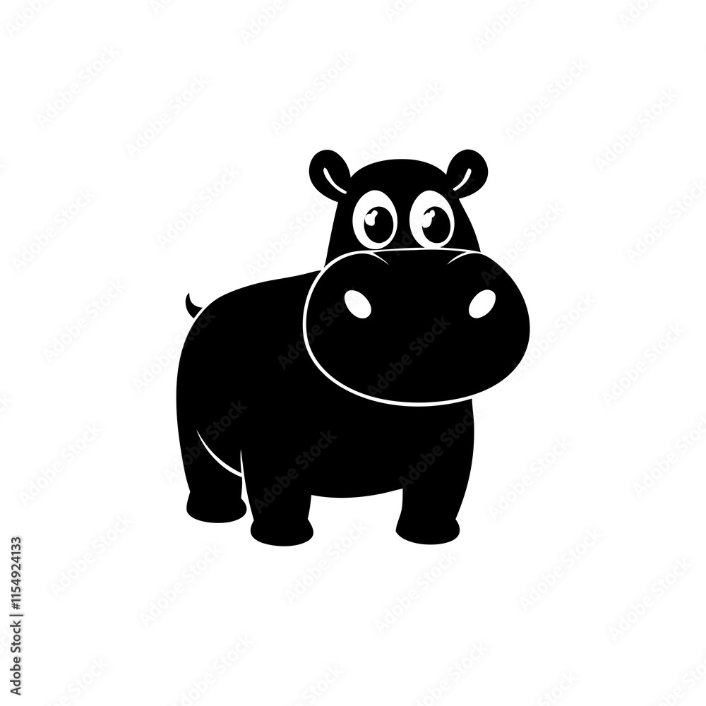Fototapeta premium Hippopotamus cartoon vector silhouette