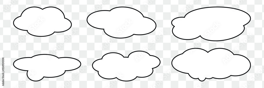 Set of clouds in a linear style. Cloud in line or outline collection. Set of clouds in a linear style. Cloud in line or outline collection.