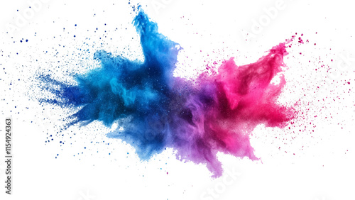 colorful rainbow holi paint color powder explosion isolated white wide panorama.Colorful mixed rainbow powder explosion isolated on white background. Colorful ink powder splashes on white background. 