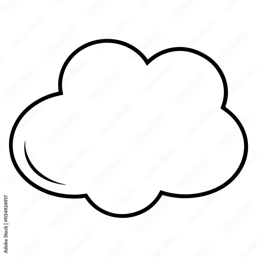 Simple Line Drawing of a Fluffy White Cloud Shape Simple Line Drawing of a Fluffy White Cloud Shape
