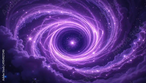 Purple Cosmic Vortex Nebula Starscape Glowing Energy Cloudscape