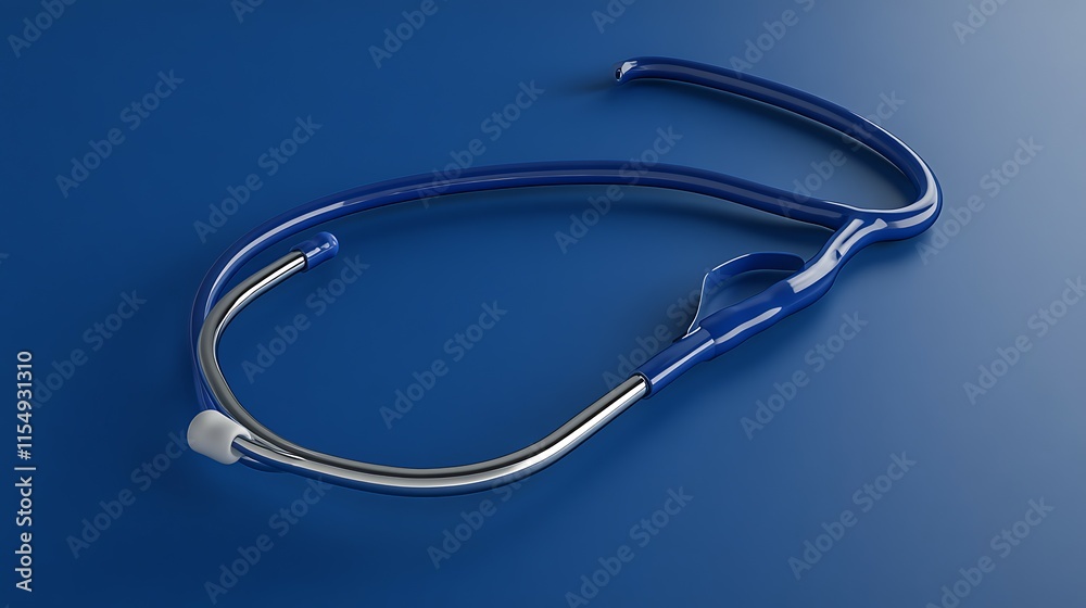 Computer digital drawing rendering of stethoscope on blue background Computer digital drawing rendering of stethoscope on blue background