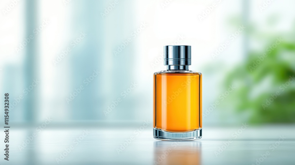 Elegant perfume bottle on table, touch of luxury and sophistication Elegant perfume bottle on table, touch of luxury and sophistication