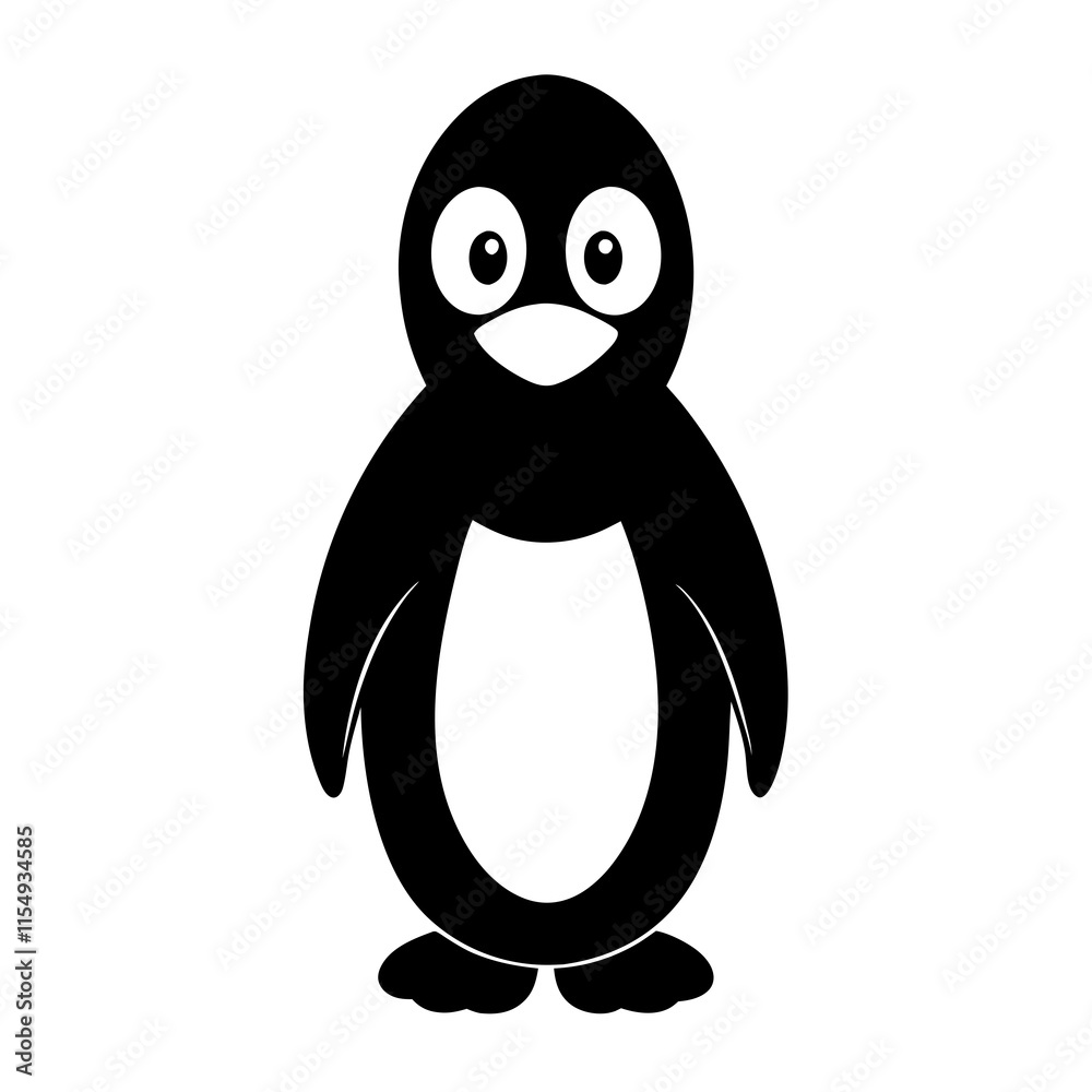 Fototapeta premium Penguin cartoon vector silhouette