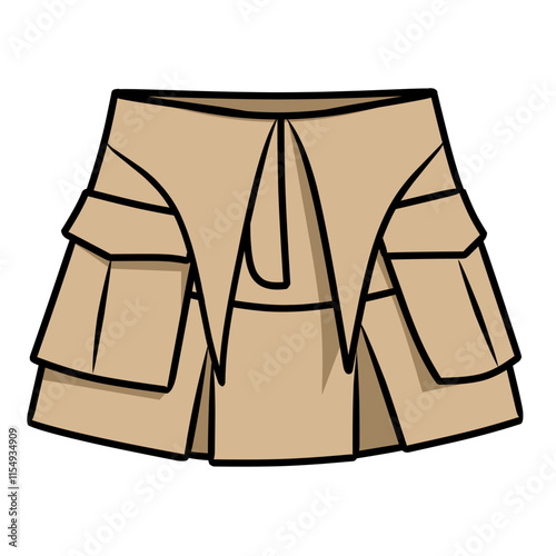 Short skirt with two pockets on right and left isolated on white background