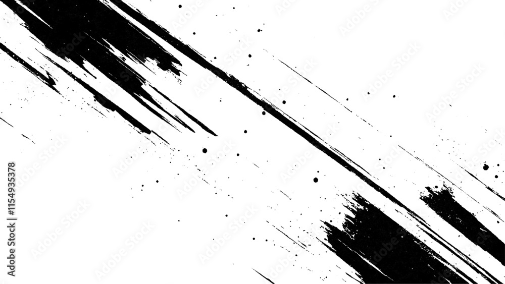 Naklejka premium Grunge black and white urban vector texture. design brush strokes. Overlay texture. Faded black-white dyed paper texture. Sketch grunge design. Use for poster, cover, banner, mock-up, stickers layout.