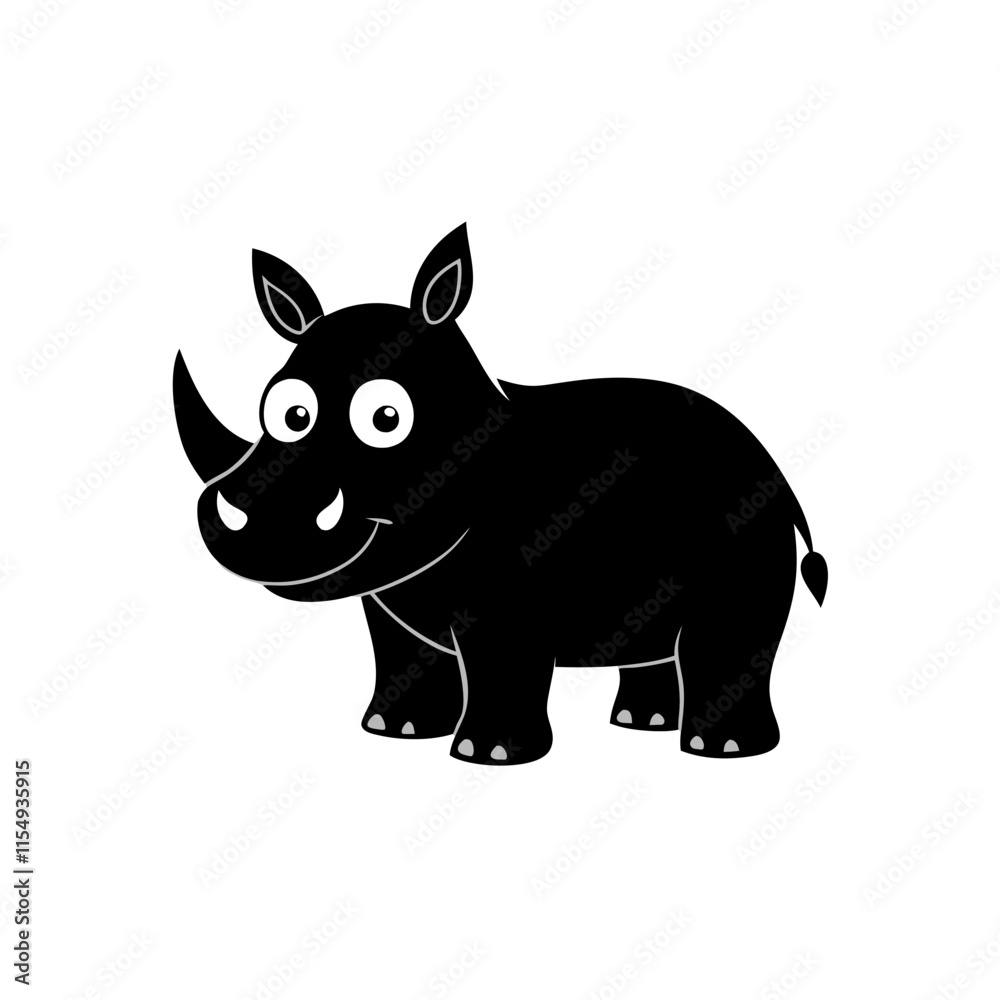 Fototapeta premium Rhino cartoon vector silhouette