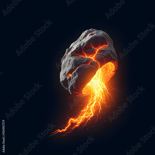 A fiery orange fireball explodes in a burst of flames, casting a hot glow against the black backdrop of space photo