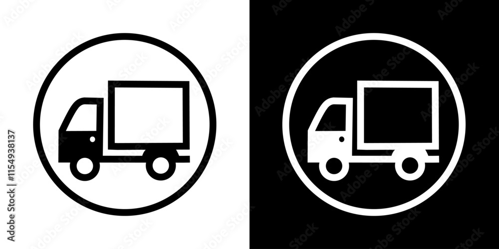 Simple, bold truck icon in a circular frame. Ideal for delivery, logistics, and transportation-related designs. Simple, bold truck icon in a circular frame. Ideal for delivery, logistics, and transportation-related designs.