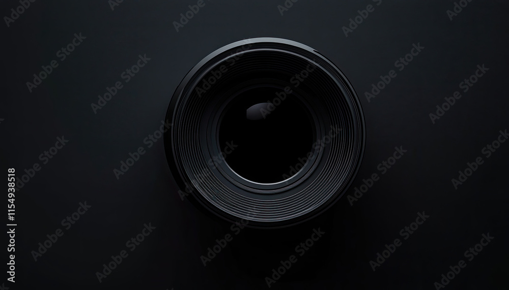 A minimalist shot of a camera lens against a dark background. A minimalist shot of a camera lens against a dark background.