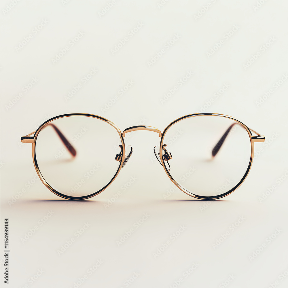 Fototapeta premium Stylish reading glasses with thin gold frame and clear lenses, perfect for enhancing your reading experience