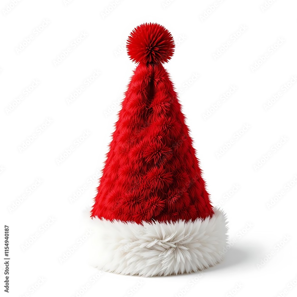 Classic Christmas festive red Santa hat pompom with white background for a festive winter theme