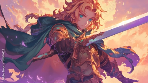 Obraz na płótnie RPG game characters in anime card style, concept art, fantasy w salonie