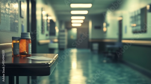 Wallpaper Mural Lost Pills in Hospital Corridor - Gloomy Medical Setting Torontodigital.ca