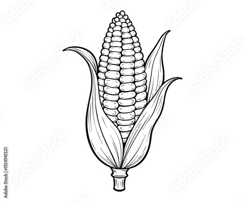 Corn Vegetable Coloring Page for Kids