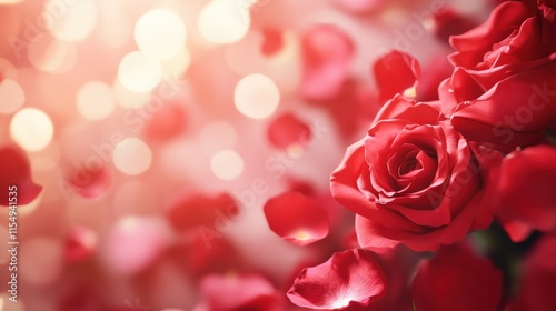 Valentine's Day or Wedding Background with Beautiful Roses. Concept for a romantic party invitation or love message. Premium and luxurious Ai-Generative.