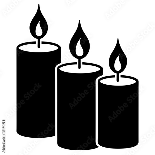 Candles silhouette vector on white background