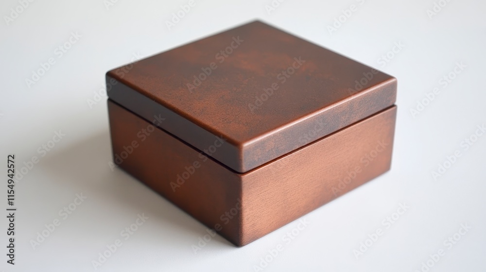 Square copper box, closed, on white background. Square copper box, closed, on white background.