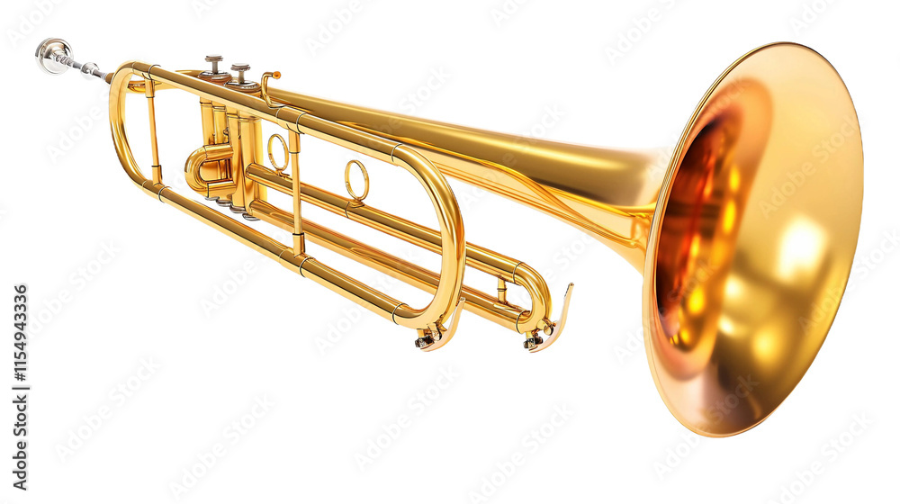 Obraz premium Chic Golden Trombone on transparent background PNG.