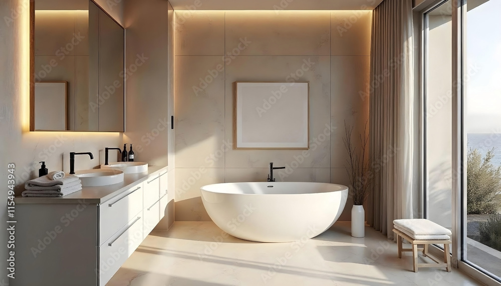 Fototapeta premium modern bathroom with tiles and bathroom
