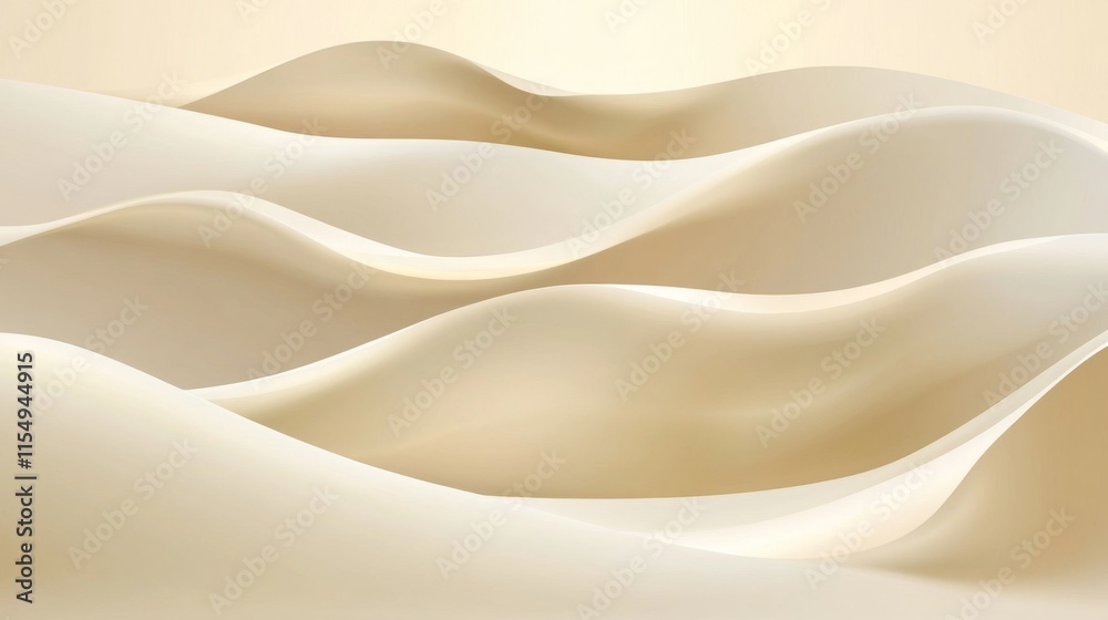 Obraz premium Abstract cream waves, flowing texture, smooth surface, elegant design.