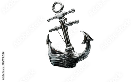 Gleaming Steel Anchor on transparent background PNG. photo