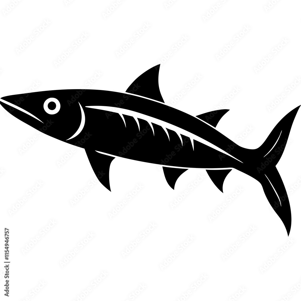 Fototapeta premium Sleek Barracuda Fish Silhouette Design 