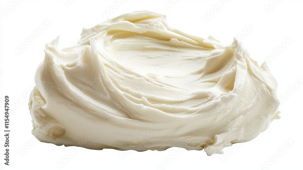 Cream Cheese: A smooth, spreadable block of cream cheese with a soft texture, isolated on a white background. Cream Cheese: A smooth, spreadable block of cream cheese with a soft texture, isolated on a white background.