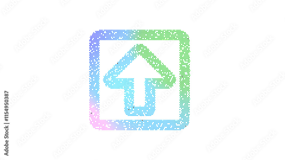 Icon arrow square up is made up of LED square shapes. There are bright diodes and there are black dead diodes Icon arrow square up is made up of LED square shapes. There are bright diodes and there are black dead diodes