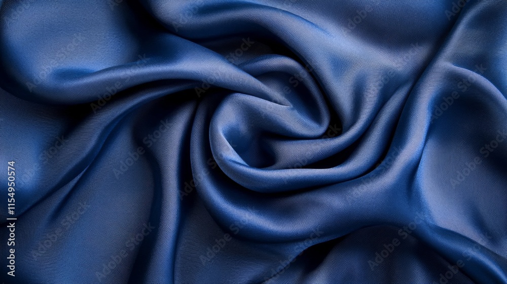 Fototapeta premium Elegant Deep Blue Satin Fabric Texture with Soft Draping and Beautiful Flow Patterns Ideal for Textile and Fashion Design Inspirations