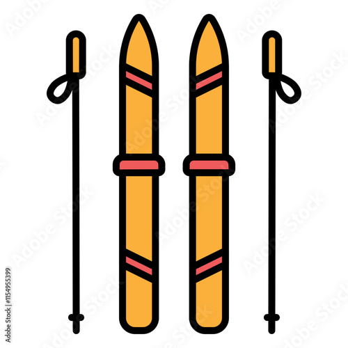 Illustration of Ski Filled Icon Design