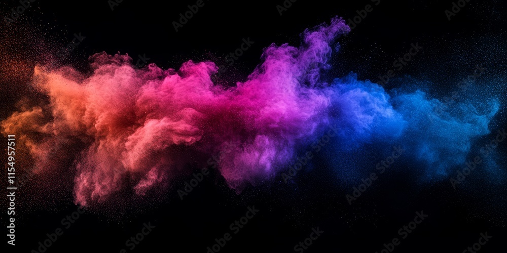 Abstract colored dust explosion on a black background showcases a dynamic display of color powder. This stunning abstract powder effect captures the essence of multicolored glitter texture in motion. Abstract colored dust explosion on a black background showcases a dynamic display of color powder. This stunning abstract powder effect captures the essence of multicolored glitter texture in motion.
