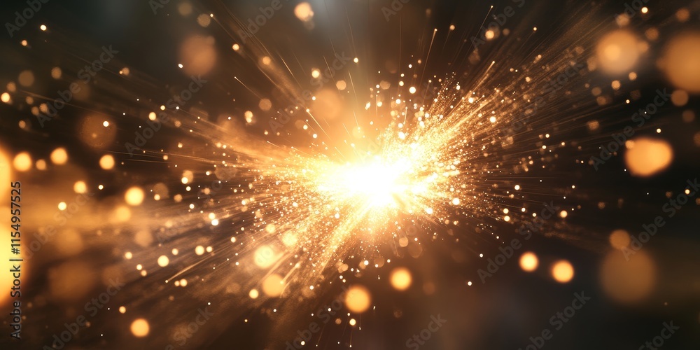 Brilliant bursts of light erupt dramatically, accompanied by dazzling, sparkling particles that create a stunning visual display of excitement and energy.