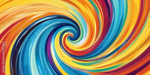 Vibrant and dynamic abstract swirl patterns make up the background, showcasing a mix of colors that brings energy and creativity to the visual experience.