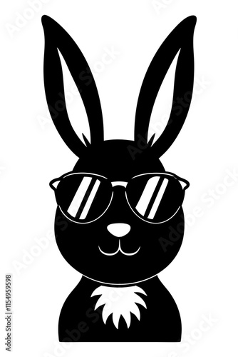 rabbit with American sunglass silhouette