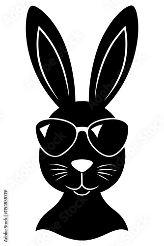 rabbit with American sunglass silhouette