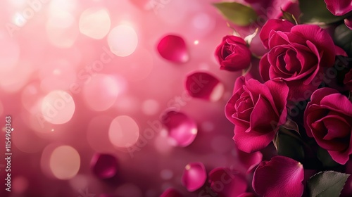 Valentine's Day or Wedding Background with Beautiful Roses. Concept for a romantic party invitation or love message. Premium and luxurious Ai-Generative.