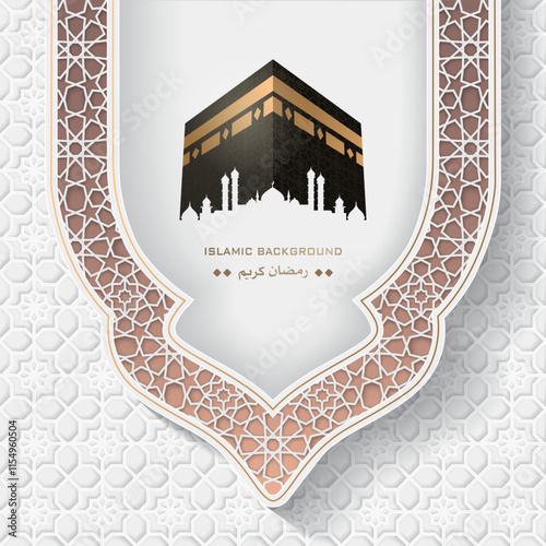 islamic background with holy kaaba and luxury islamic decorative ornament background