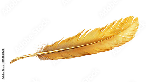 Elegant Gold Quill on transparent background PNG.