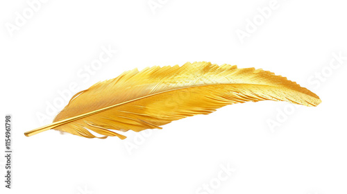 Poised Gold Quill on transparent background PNG.