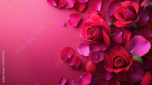 Valentine's Day or Wedding Background with Beautiful Roses. Concept for a romantic party invitation or love message. Premium and luxurious Ai-Generative.