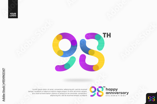 Number 98 logo icon design, 98th birthday logo number, anniversary 98 photo