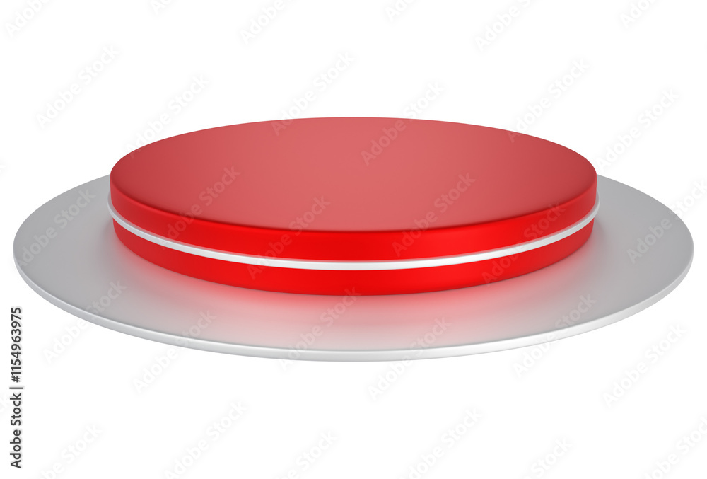 Red and silver pedestal observation platform. Empty Exhibition stage background or podium for product display in minimal scene Red and silver pedestal observation platform. Empty Exhibition stage background or podium for product display in minimal scene