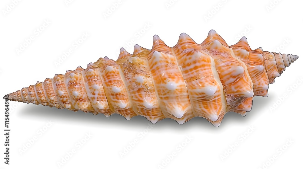 Beautiful and Intricate Sea Shell with Striking Patterns and Textures on White Background Beautiful and Intricate Sea Shell with Striking Patterns and Textures on White Background