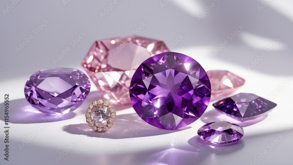 Sparkling gems in purple and pink hues for elegant jewelry designs Sparkling gems in purple and pink hues for elegant jewelry designs