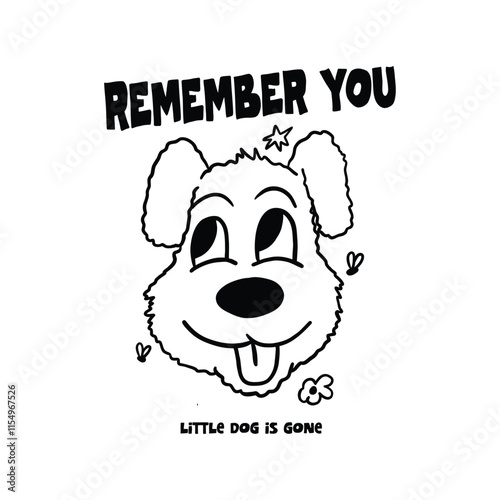 illustration of a cute retro cartoon dog character t-shirt design