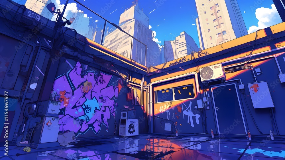 Fototapeta premium Vibrant urban graffiti-style backdrop