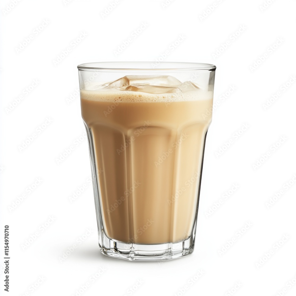 Refreshing iced coffee in a glass. Featuring rich coffee and creamy milk Refreshing iced coffee in a glass. Featuring rich coffee and creamy milk