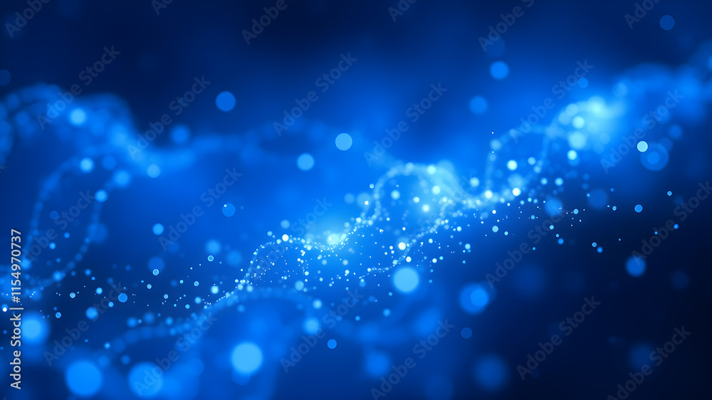 An abstract image of a dark, deep blue background with a swirling, luminous wave of light
