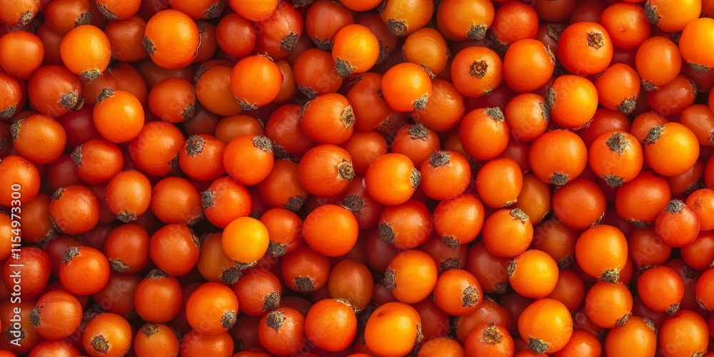 A detailed macro image showcasing vivid sea buckthorn berries fills the entire frame, creating a panoramic wallpaper background that captures their vibrant colors. A detailed macro image showcasing vivid sea buckthorn berries fills the entire frame, creating a panoramic wallpaper background that captures their vibrant colors.